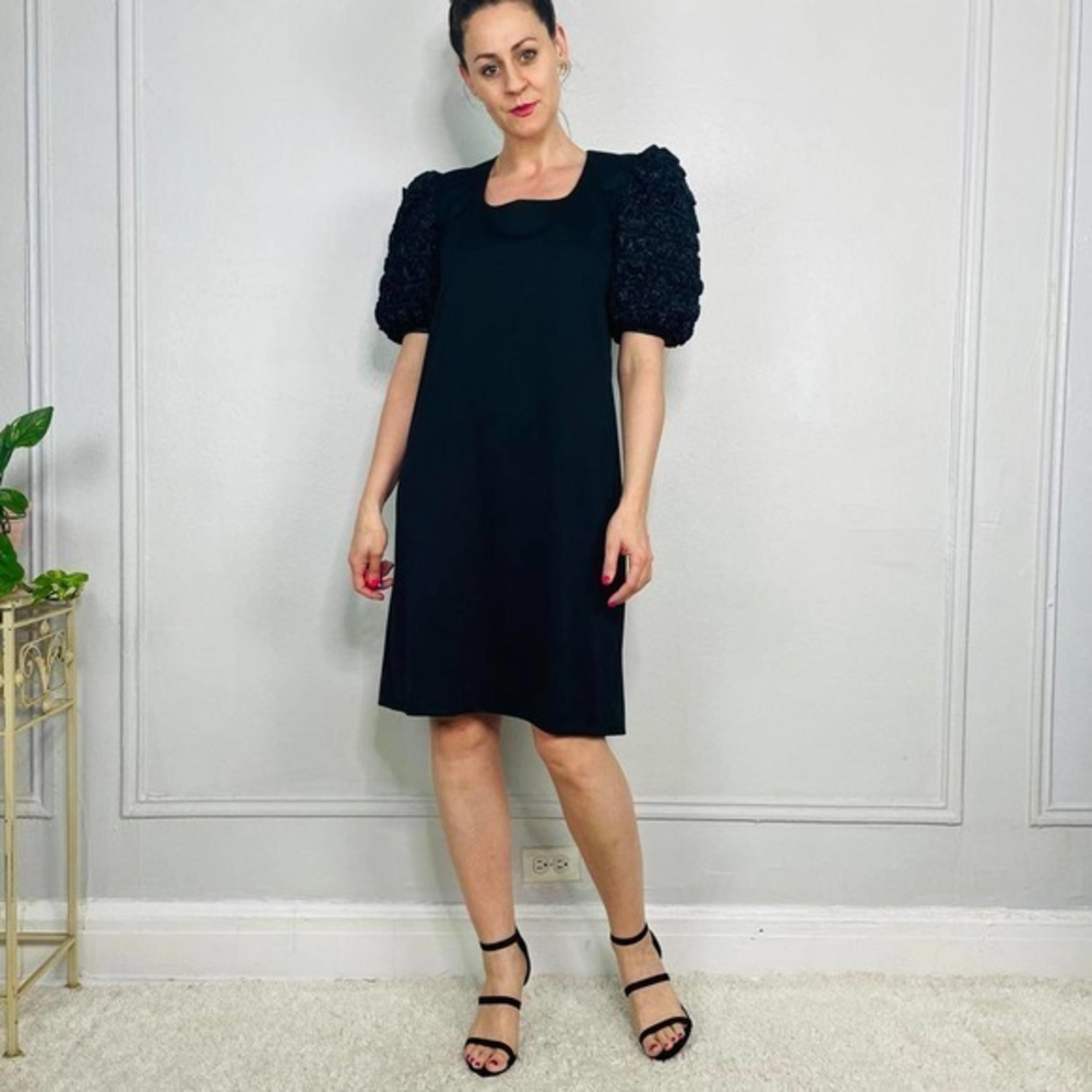 Vintage 70s black dramatic sleeve dress